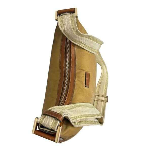 GUCCI Gold Yellow Authentic GG Crossbody Shoulder Bag Plush Soft Canvas Cloth w - Picture 3 of 13